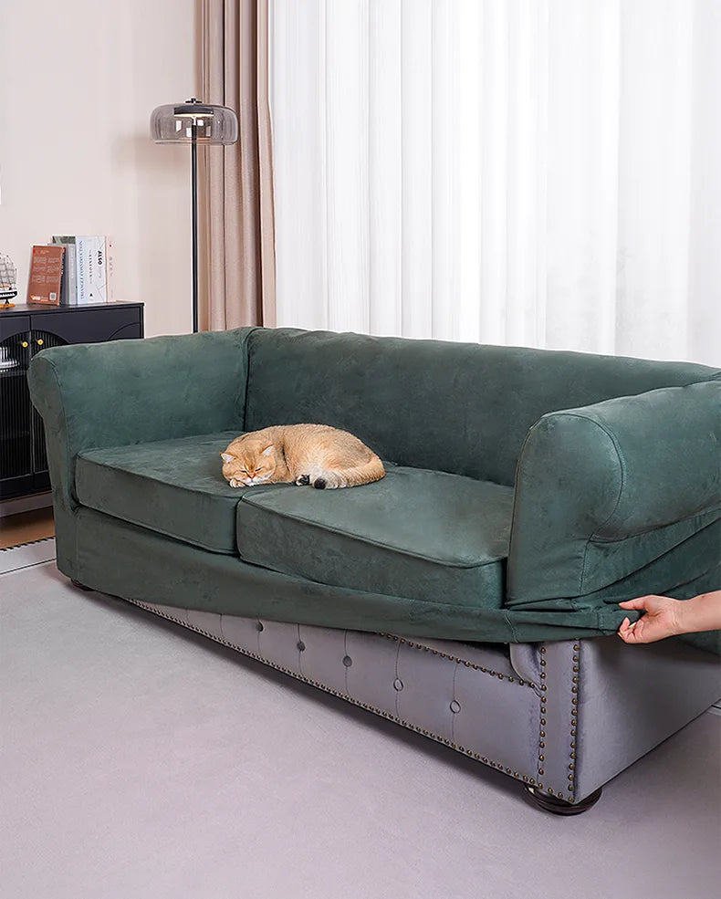 Classic Chesterfield-Style 2 Seater Slipcover | Dusty Green