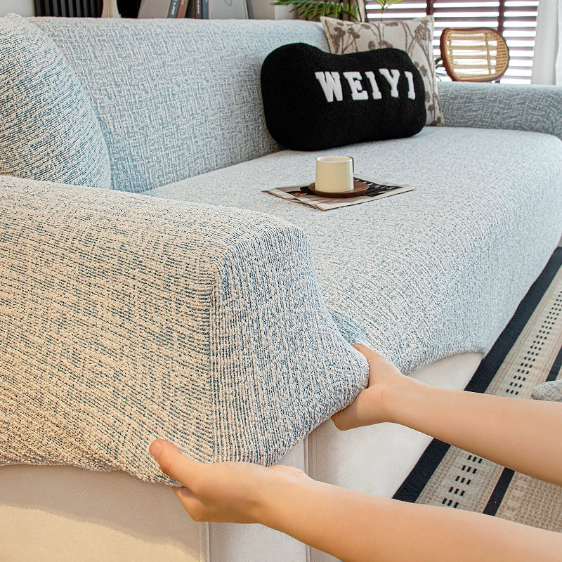 Chenille Solid Woven Stretch Sofa Cover - Blue