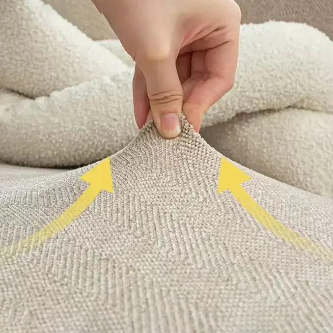 Chenille Solid Woven Stretch Sofa Cover - Cream