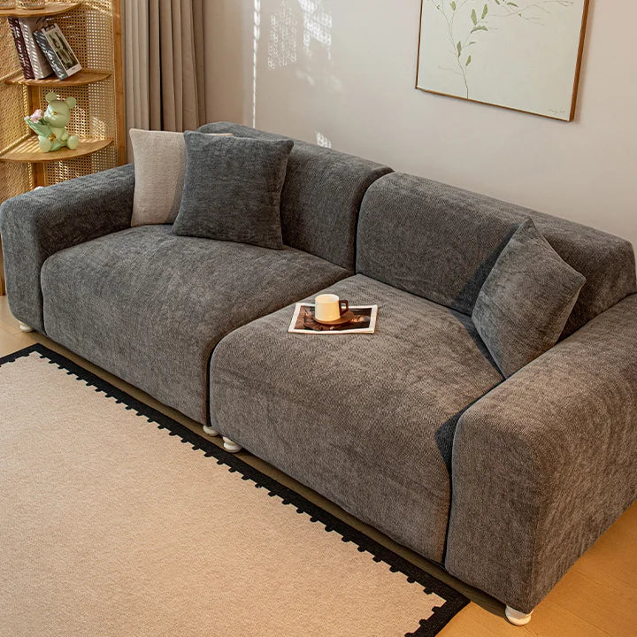 Chenille Solid Woven Stretch Sofa Cover - Dark Grey