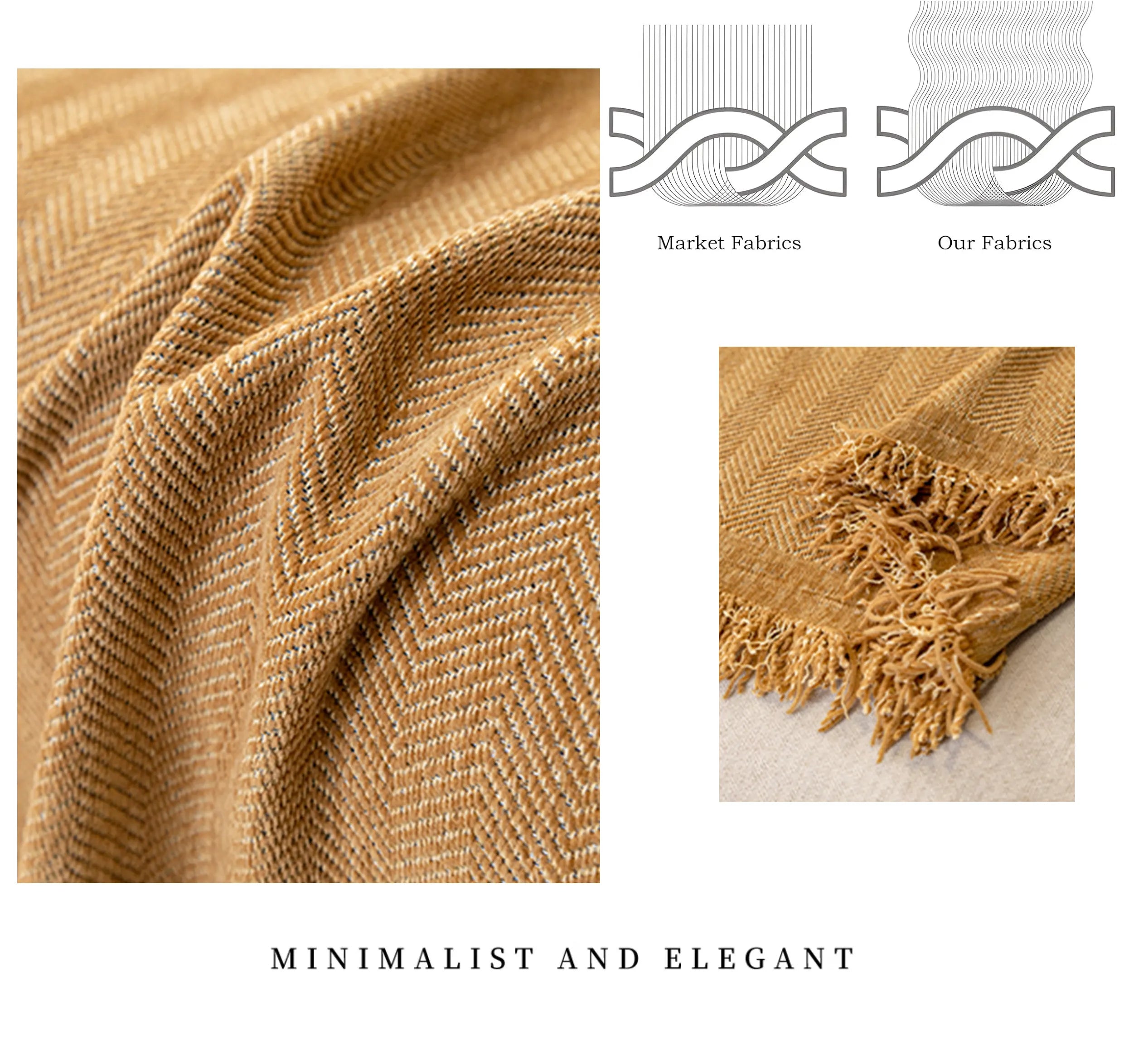 Chenille Solid Woven Stretch Sofa Blanket - Caramel