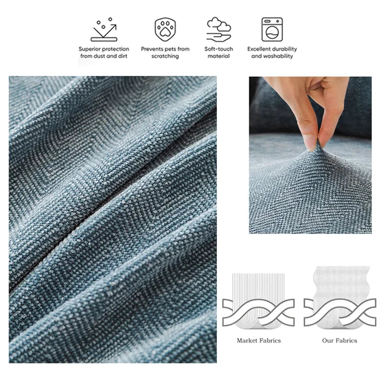 Chenille Solid Woven Stretch Sofa Cushion Cover - Greyish Blue