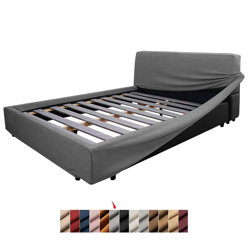 Bed Frame + Headboard Cover | Sienna Velour - Smoke