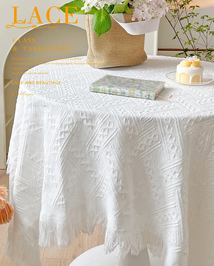 Embroidered Table Cloth for Dining Table | Lvsh·Waffle Classic·Ins