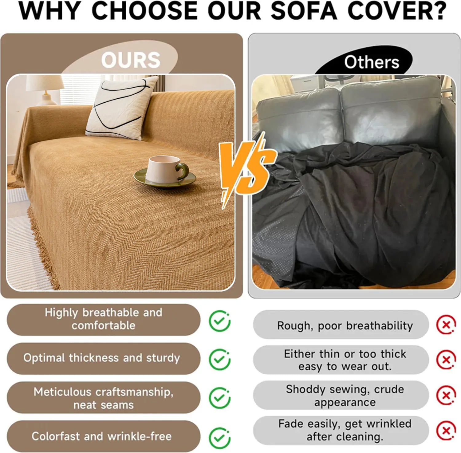 Chenille Solid Woven Stretch Sofa Blanket - Caramel