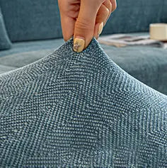 Chenille Solid Woven Stretch Sofa Cushion Cover - Greyish Blue