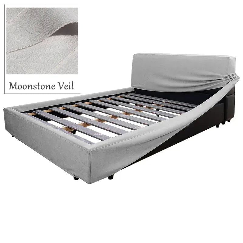 Bed Frame + Headboard Cover | Sienna Velour - Moonstone Veil