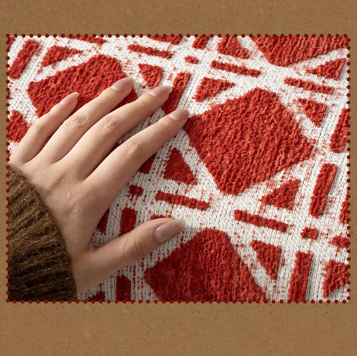 G 9017 Red Checkered Velvet Sofa Cover | Luxury Plaid Couch Cover