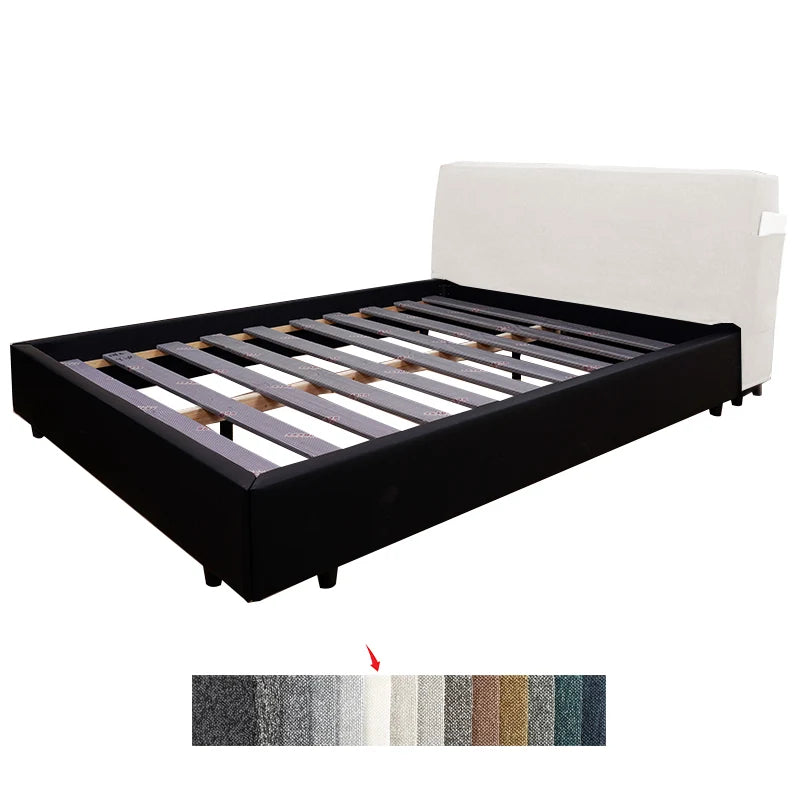 Cama de plataforma tapizada + funda para cabecero | Elara Flax