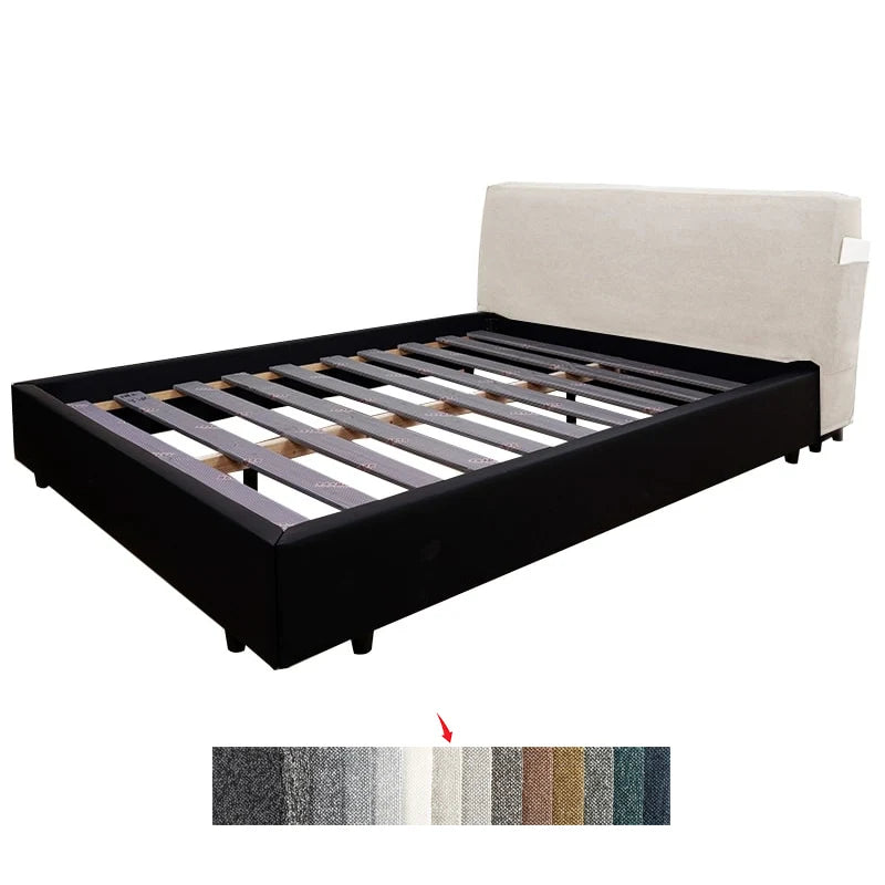 Cama de plataforma tapizada + funda para cabecero | Elara Flax