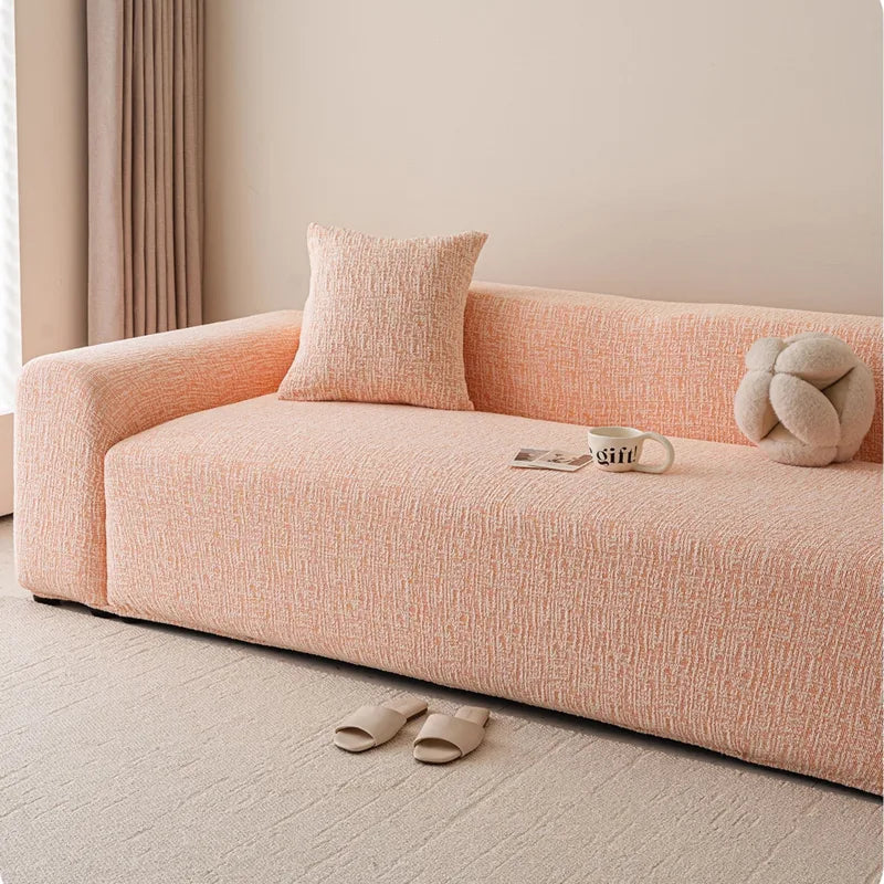 Chenille Solid Woven Stretch Sofa Cover - Burnt Orange