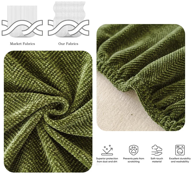 Chenille Solid Woven Stretch Sofa Cushion Cover - Green