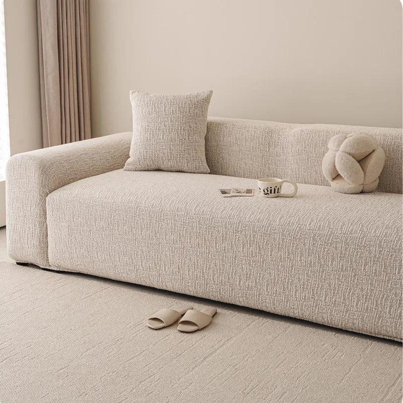 Chenille Solid Woven Stretch Sofa Cover - Khaki