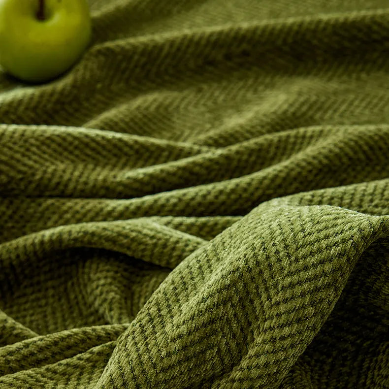 Chenille Solid Woven Stretch Sofa Blanket - Green