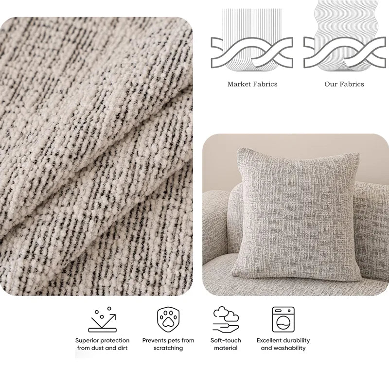 Chenille Solid Woven Stretch Sofa Cover - Black