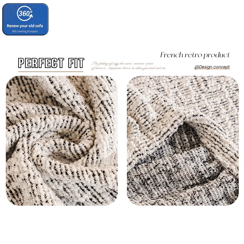 Chenille Solid Woven Stretch Sofa Cover - Black