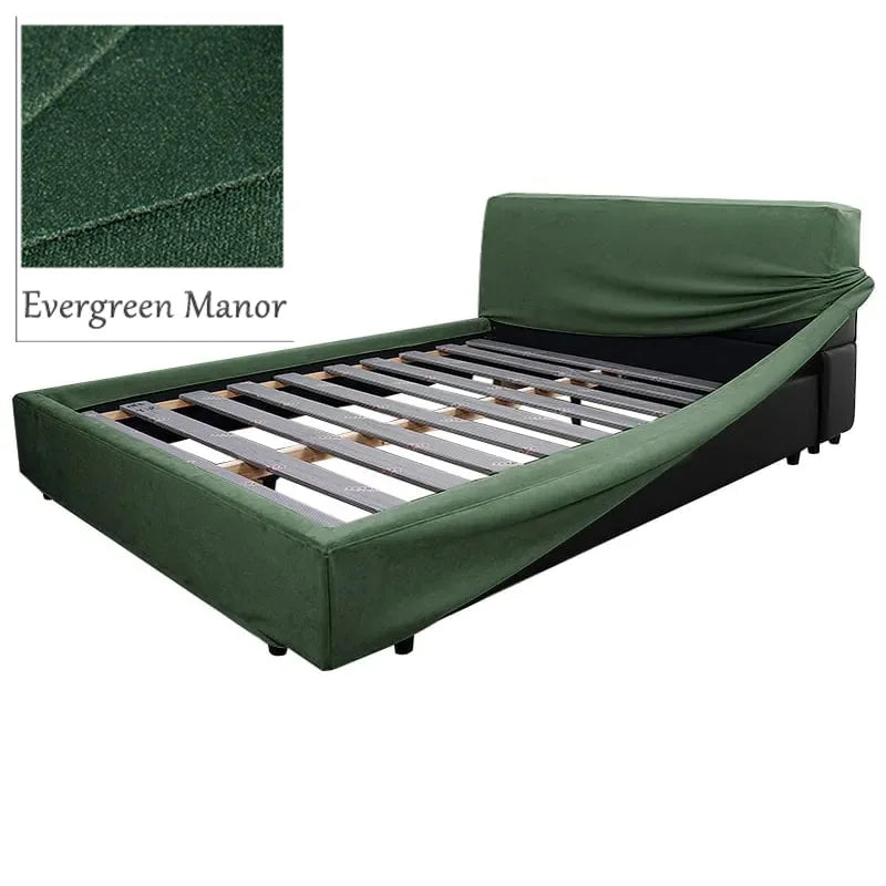 Bed Frame + Headboard Cover | Sienna Velour - Evergreen Manor