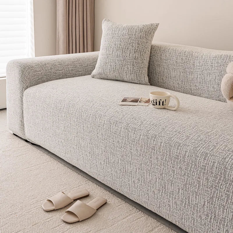 Chenille Solid Woven Stretch Sofa Cover - Black