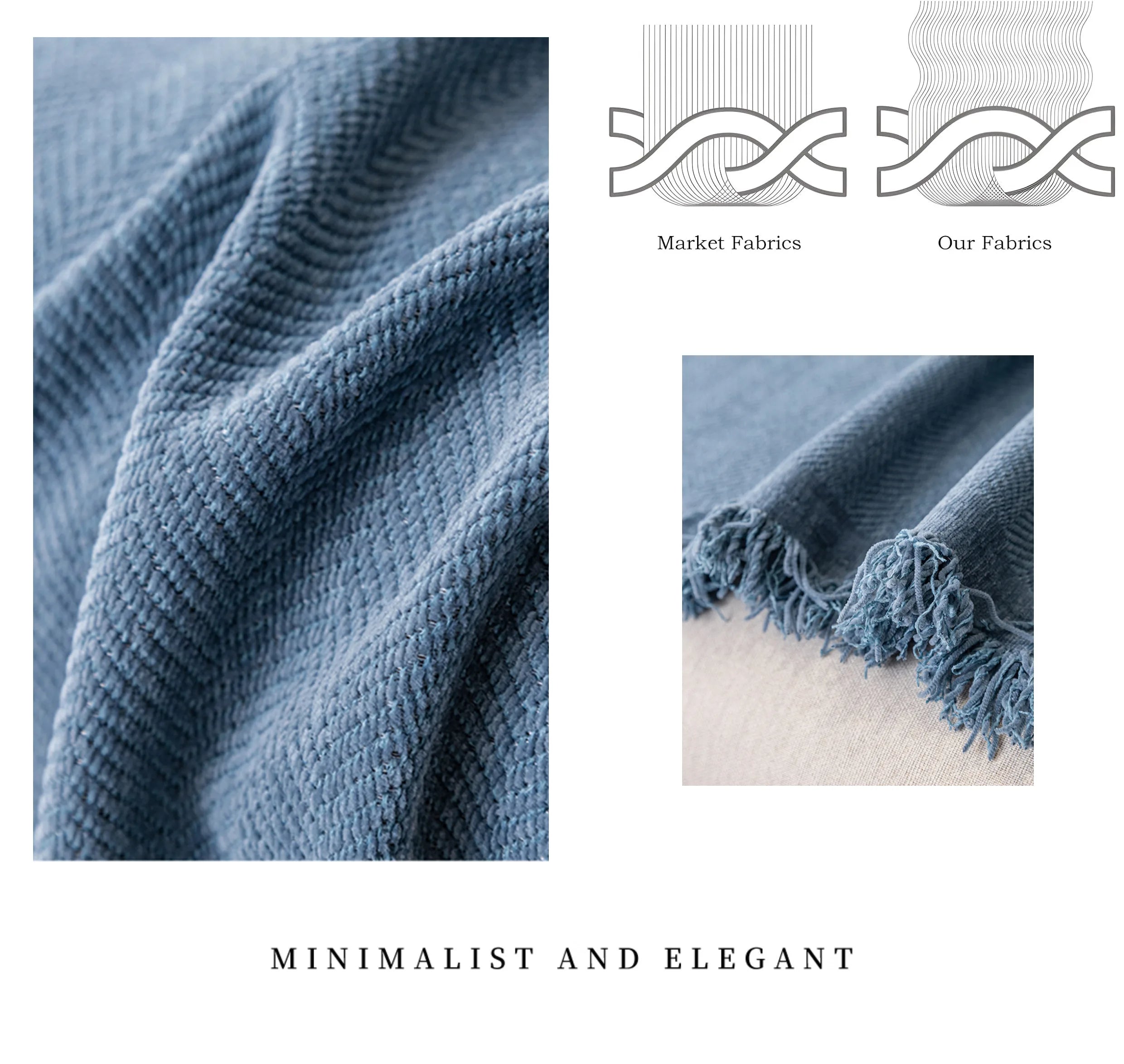 Chenille Solid Woven Stretch Sofa Blanket - Greyish Blue