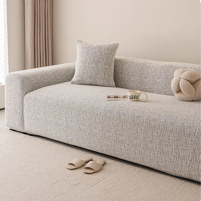 Chenille Solid Woven Stretch Sofa Cover - Black