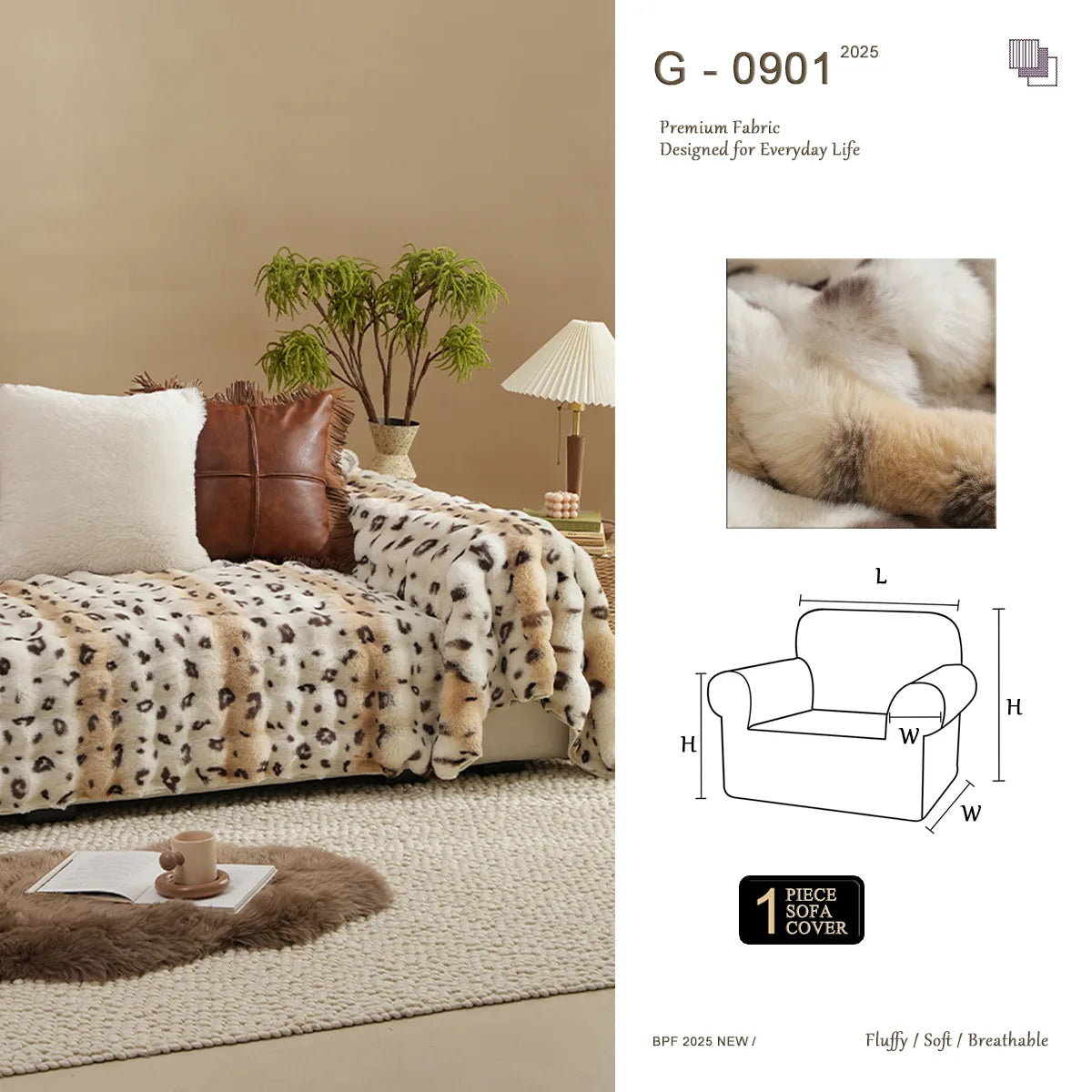 G 901 Golden Fox Faux Fur Sofa Cover | Luxury Warm Custom Cover