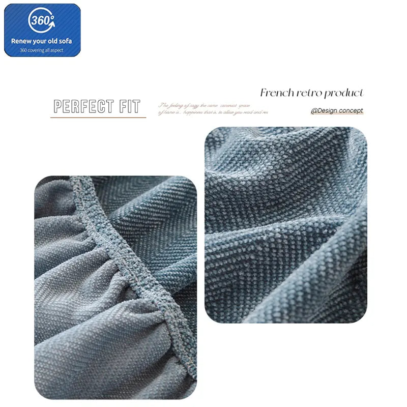 Chenille Solid Woven Stretch Sofa Cushion Cover - Greyish Blue