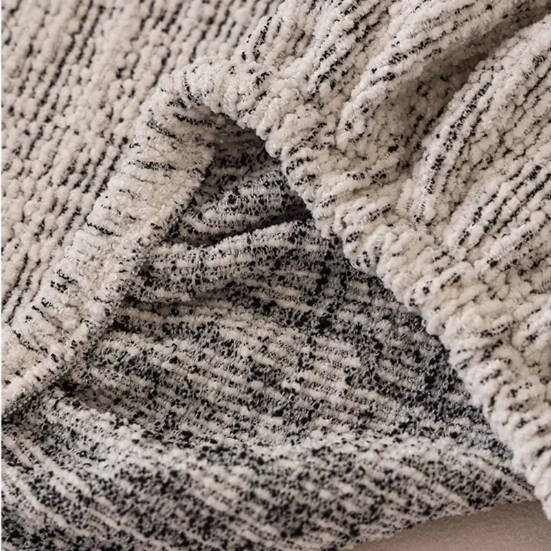 Chenille Solid Woven Stretch Sofa Cover - Black