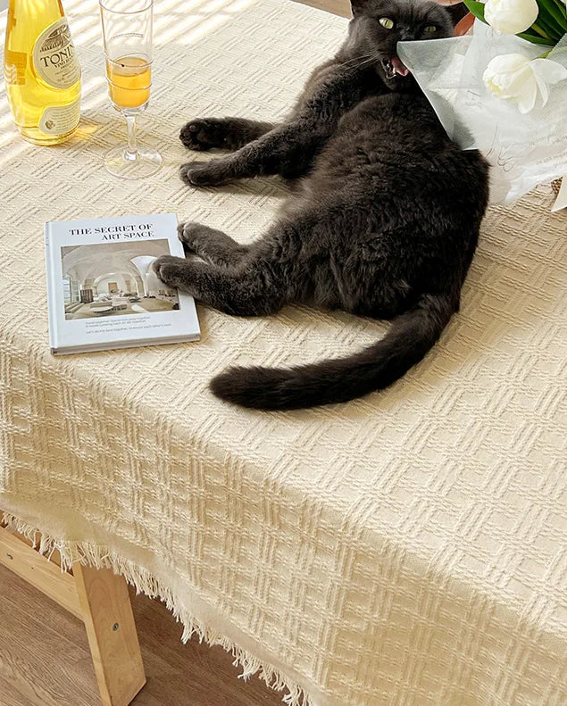 Mantel bordado para mesa de comedor | Lvsh· Tres en raya queso