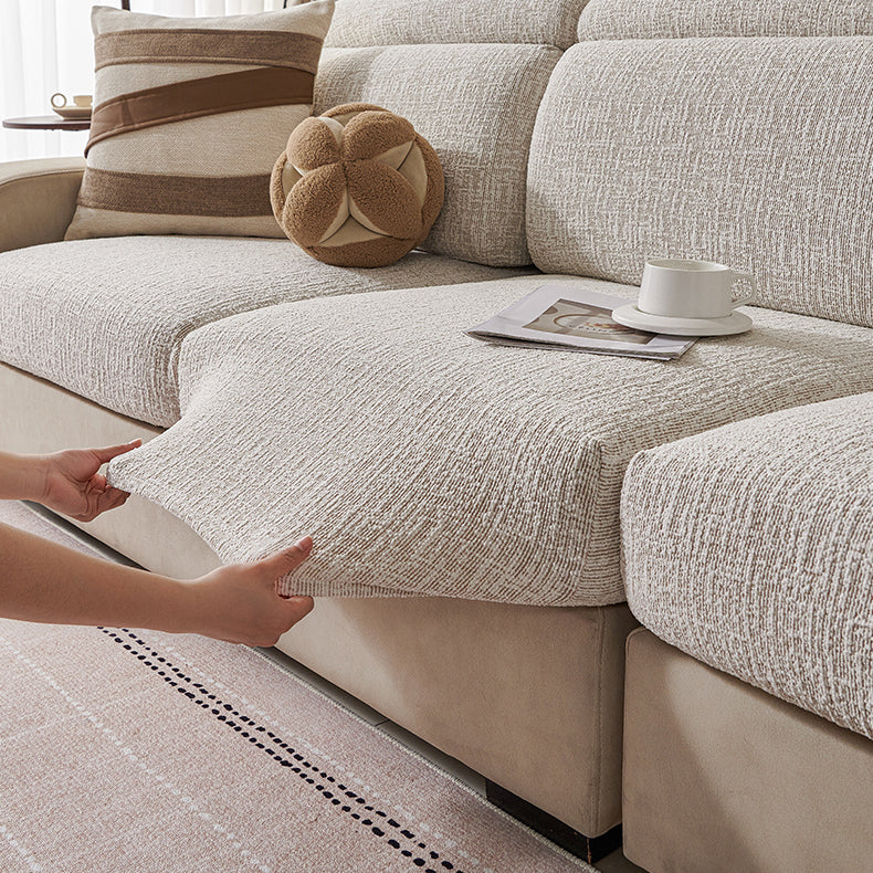 Chenille Solid Woven Stretch Sofa Cushion Cover - Khaki