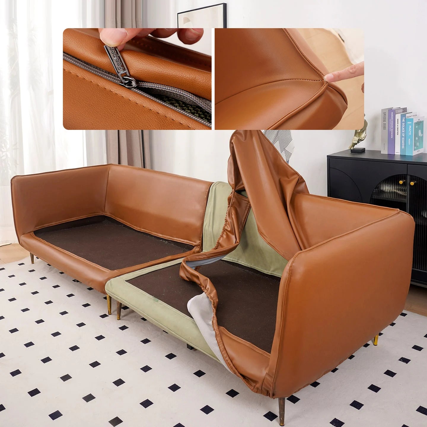 Custom Individual Cushion Sofa Slipcover | Terravia - Mocha Bark