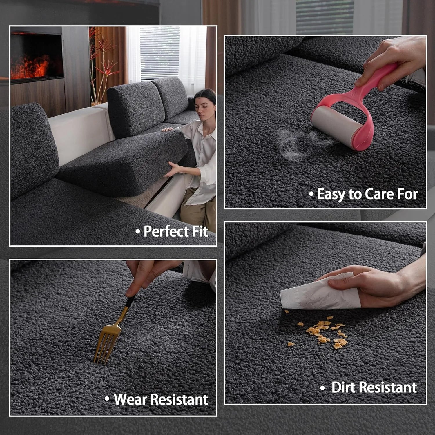 Veludon gris foncé (coussin)