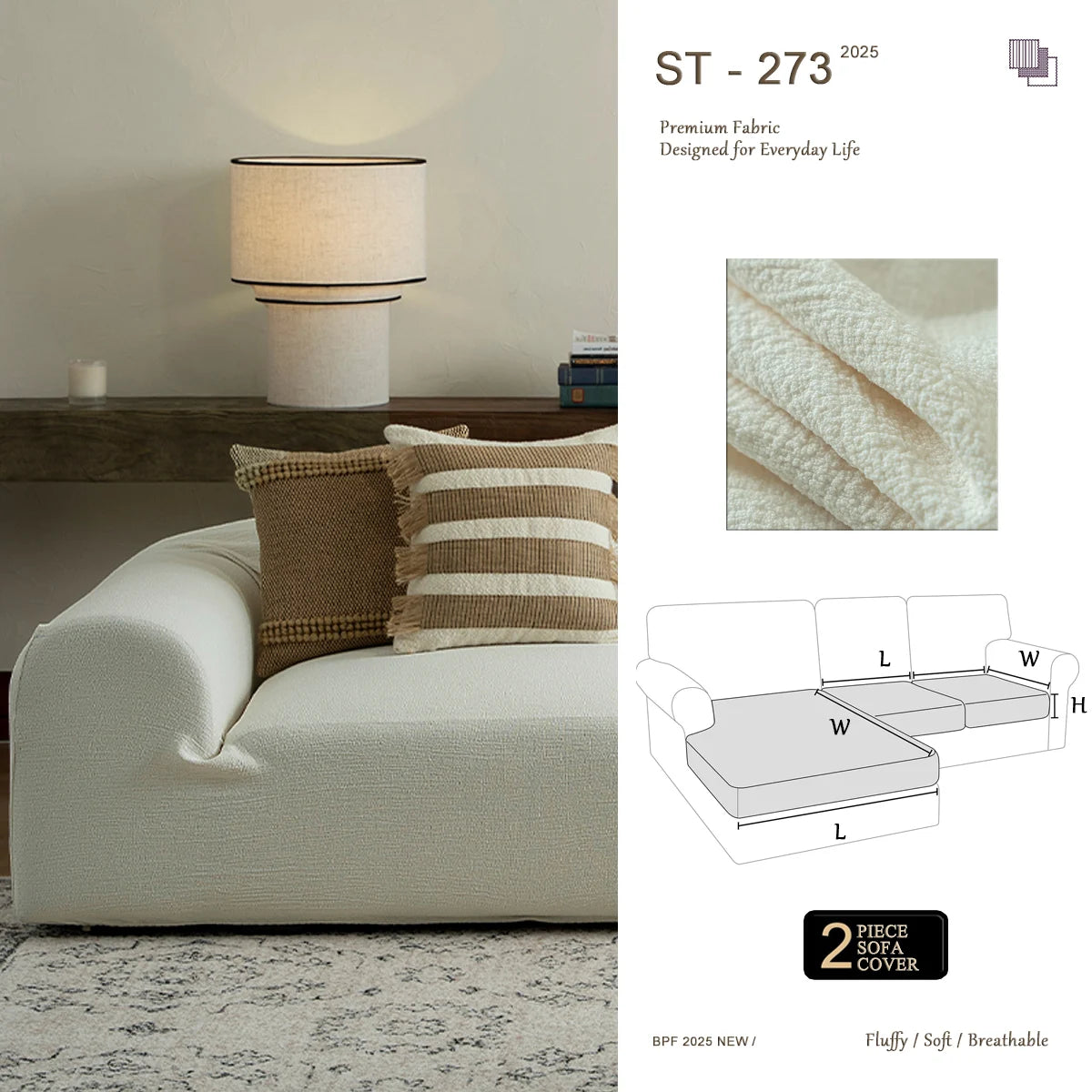 ST 273 Pure Linen Look Sofa Cover | Stretch, Cat Scratch Resistant