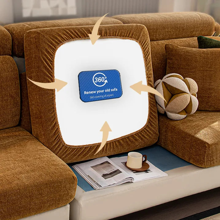 Chenille Solid Woven Stretch Sofa Cushion Cover - Caramel