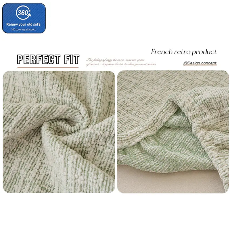 Chenille Solid Woven Stretch Sofa Cover - Floral Green