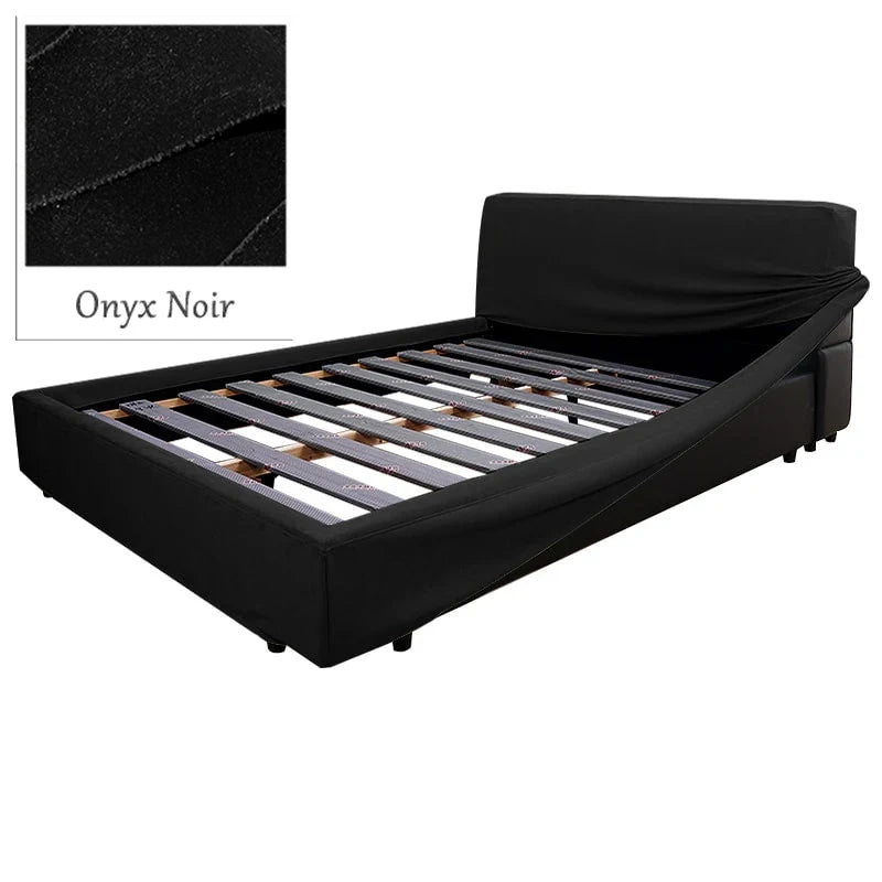 Bed Frame + Headboard Cover | Sienna Velour - Onyx Noir