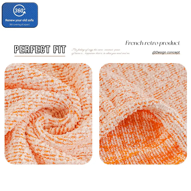 Chenille Solid Woven Stretch Sofa Cushion Cover - Burnt Orange