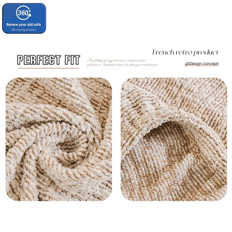 Chenille Solid Woven Stretch Sofa Cushion Cover - Khaki