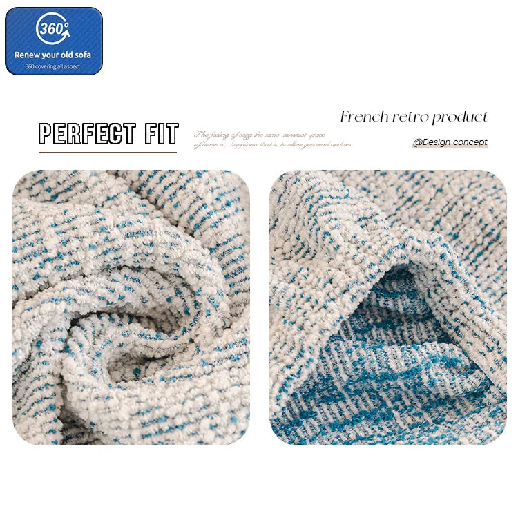 Chenille Solid Woven Stretch Sofa Cushion Cover - Blue