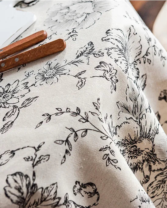 Embroidered Table Cloth for Dining Table | YM·Silky French Pastoral·Tassel