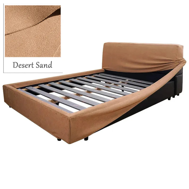 Bed Frame + Headboard Cover | Sienna Velour - Desert Sand
