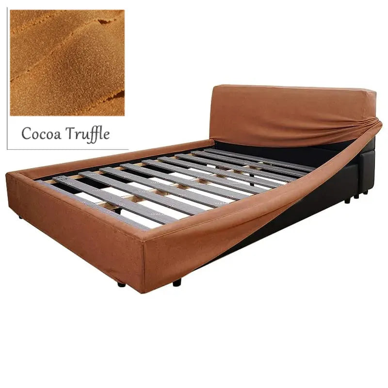 Bed Frame + Headboard Cover | Sienna Velour - Cocoa Truffle