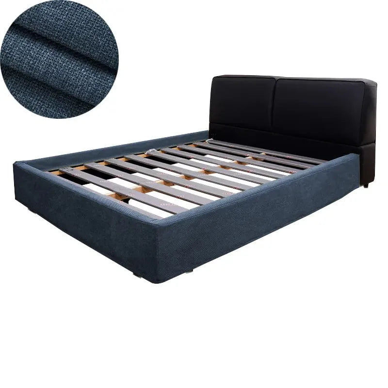 Bed Frame Cover | Elara Flax- Indigo Denim