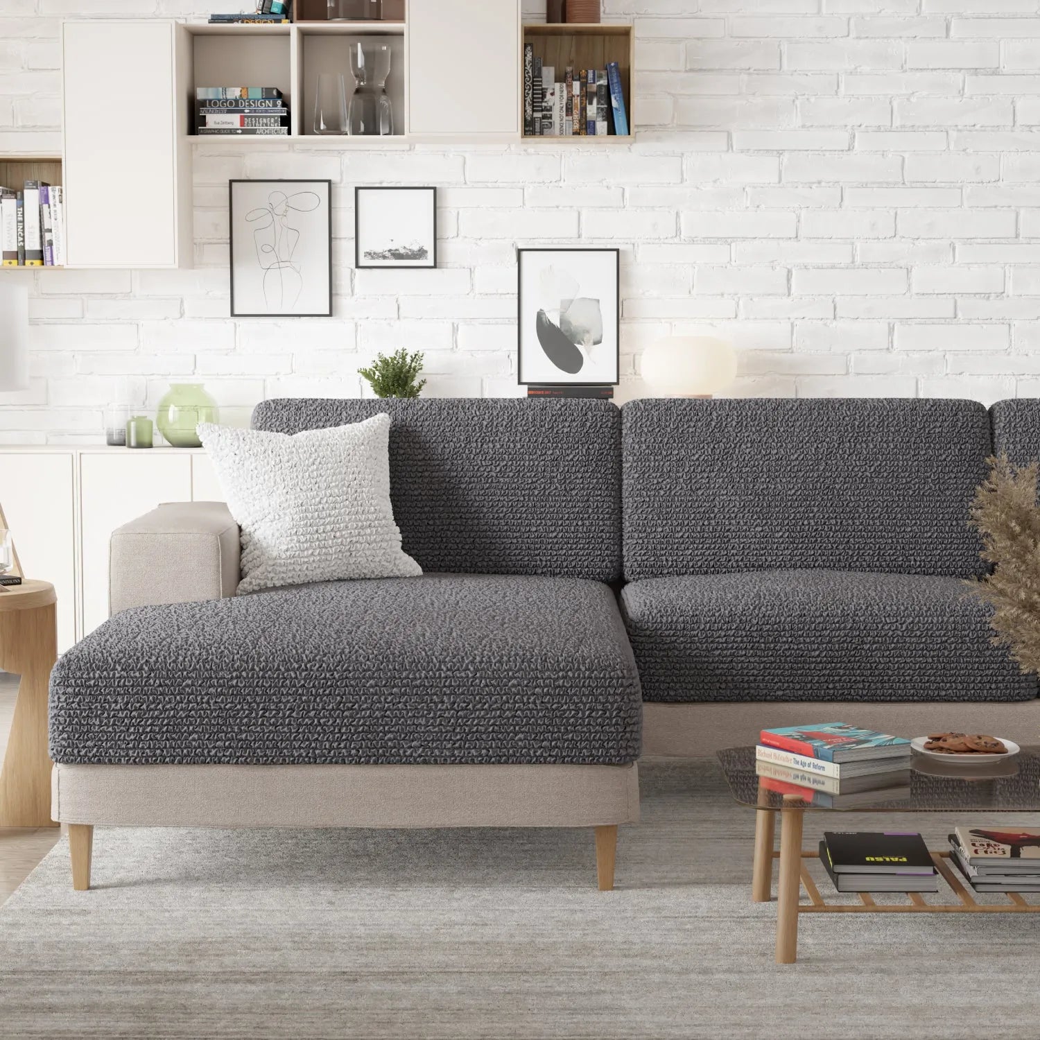 Dark Gray Microfibra Seat Cushion Slipcover