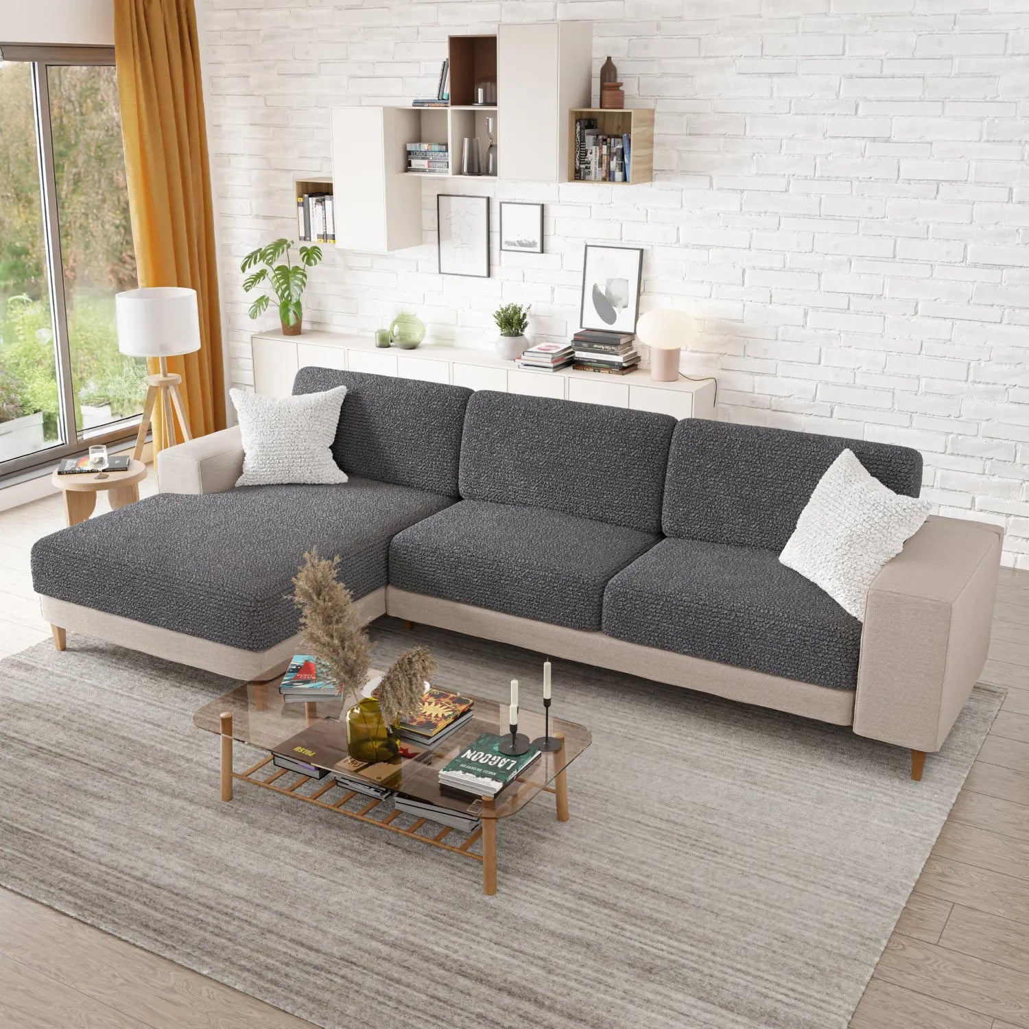 Dark Gray Microfibra Seat Cushion Slipcover