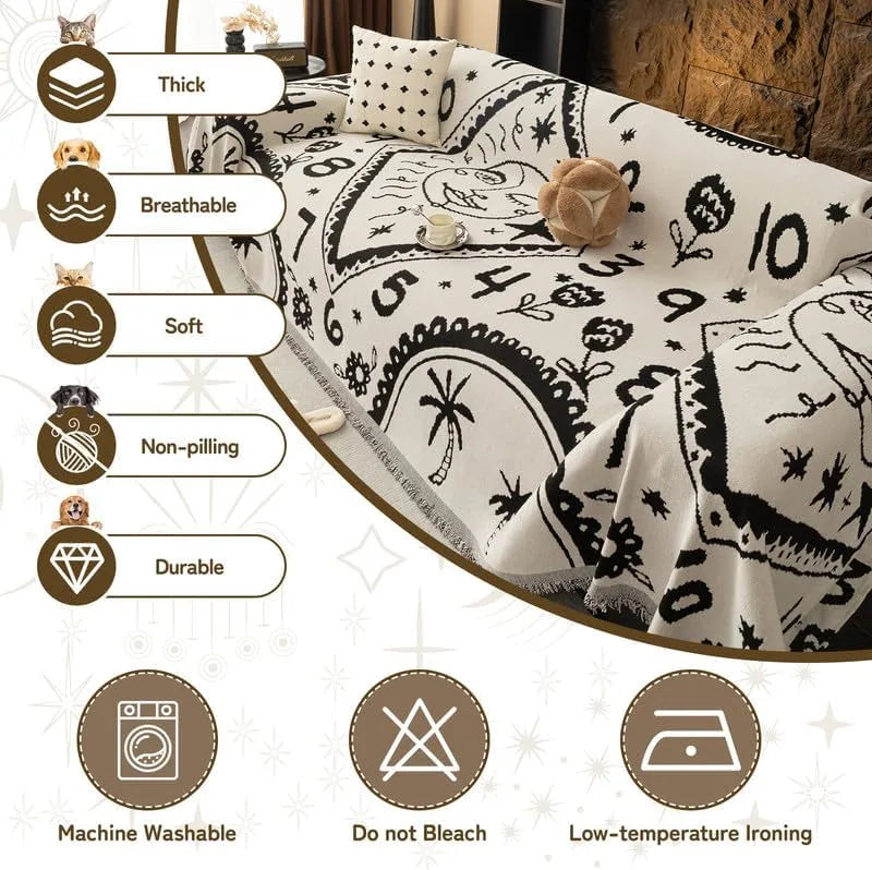 BOHO Couch Cover In Retro-Hippie White