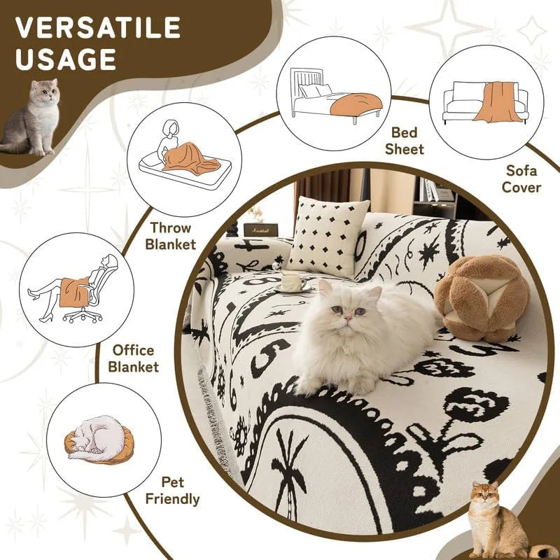 BOHO Couch Cover In Retro-Hippie White