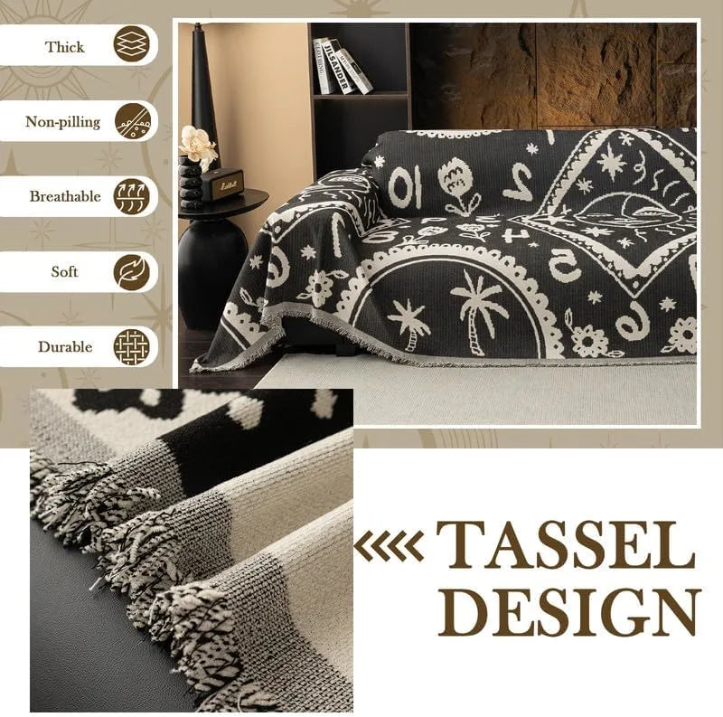 BOHO Couch Cover In Retro-Hippie Black