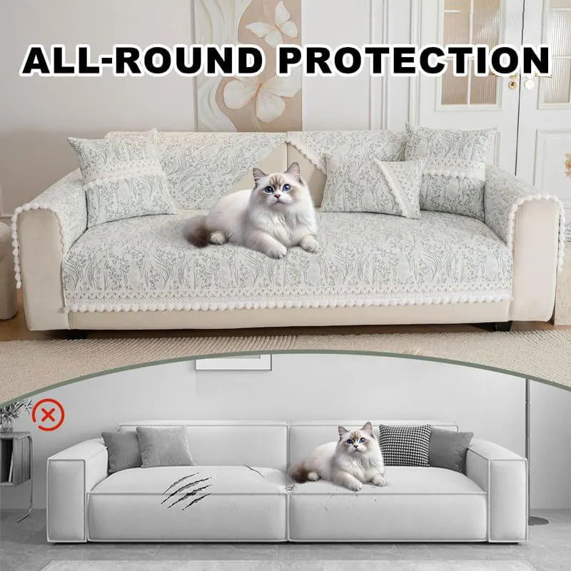 Couch Cushion Cover In Green Floral