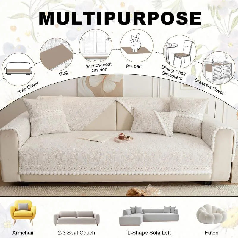 Couch Cushion Cover In Khaki Floral