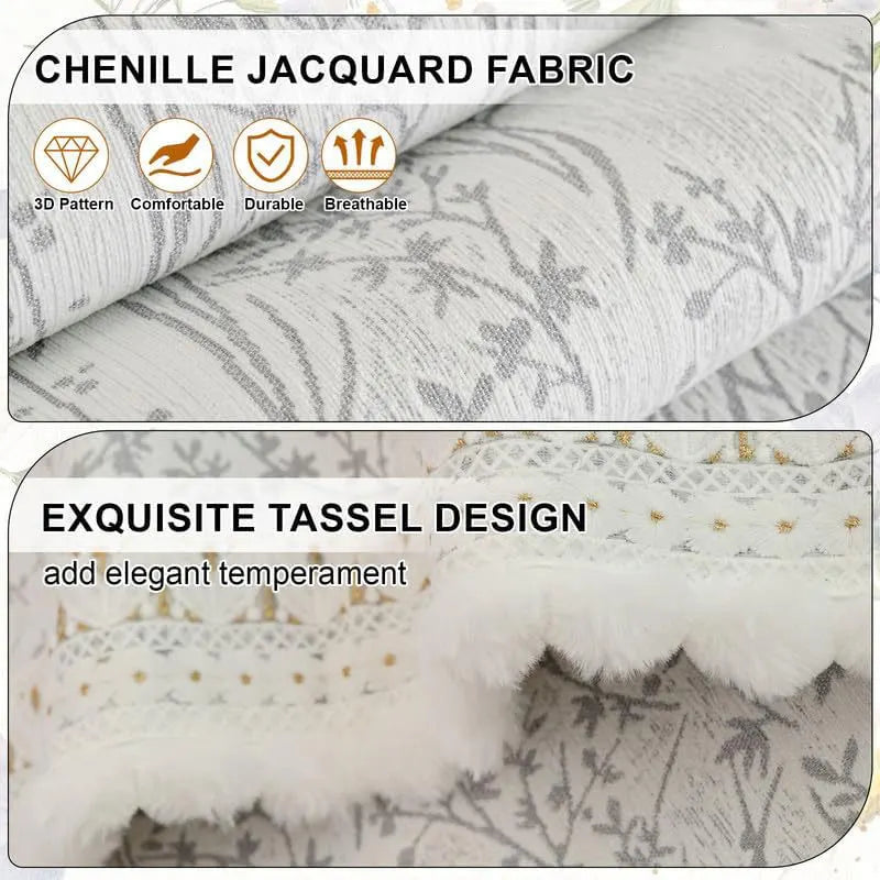 Couch Cushion Cover In Light Gray Floral